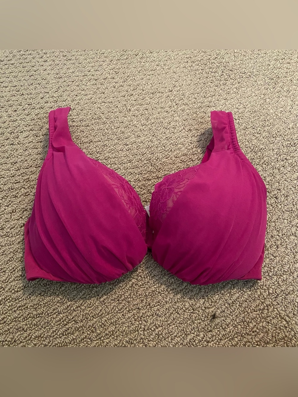 Cacique Lightly Lined Full Coverage Underwire Bra 40DD Purple w/Lace EUC